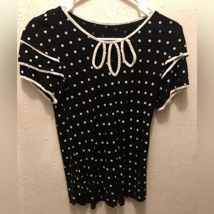 Black blouse white polka dots